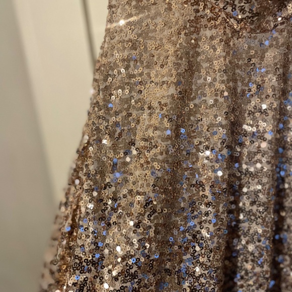 Rose Gold Sequin Low Back Dress - Picture 5 of 6